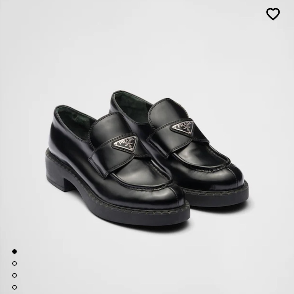 Prada Brushed Leather Triangle Logo Loafers